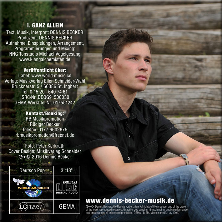 CD Cover Ganz allein von Dennis Becker